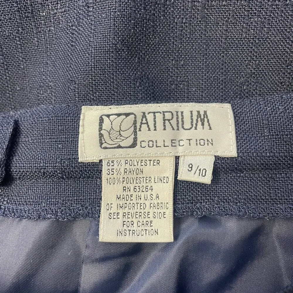 Vintage Midi Skirt Size 10 Navy Blue Minimal Secretary Retro High Rise 80s 90s